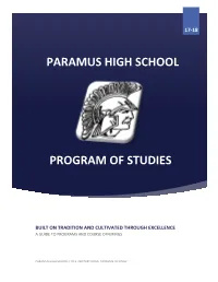 Paramus High School Program of Studies 2017-18 School Year