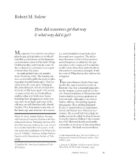 Robert M. Solow How Did Economics Get That Way