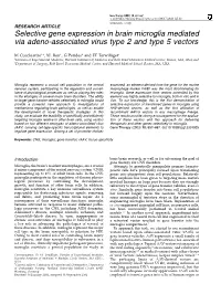Selective Gene Expression in Brain Microglia Mediated Via Adeno-Associated Virus Type 2 and Type 5 Vectors