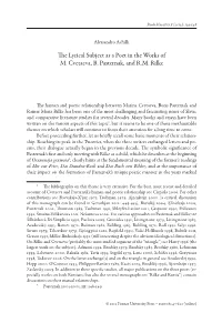 The Lyrical Subject As a Poet in the Works of M. Cvetaeva, B. Pasternak, and R.M