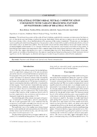Unilateral Intercordal Neural Communication Coexistent with Variant Branching Pattern of Posterior Cord of Brachial Plexus