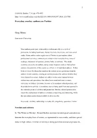 Authors on Twitter Greg Myers