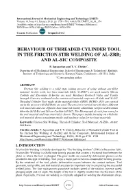 Behaviour of Threaded Cylinder Tool in the Friction Stir Welding of Al-Zrb2 and Al-Sic Composite