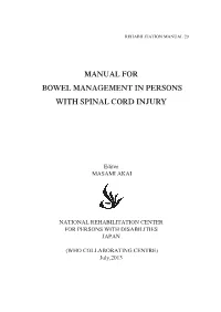 Manual for Bowel Management in Persons with Spinal Cord Injury