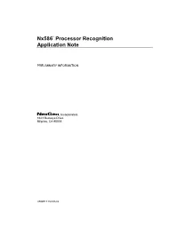 Nx586 Processor Recognition Application Note