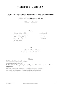 Verified Transcripts, Presentations and Handouts Will Be Placed on the Committee’S Website As Soon As Possible