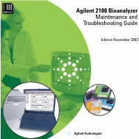 Agilent 2100 Bioanalyzer Maintenance and Troubleshooting Guide