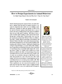 How to Design Experiments in Animal Behaviour∗ 12