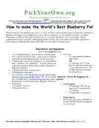 How to Make the World's Best Blueberry Pie!