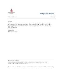 Joseph Mccarthy and the Red Scare David Culver Bridgewater State College