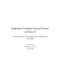 Pepperdine Computer Science Courses on Itunes U