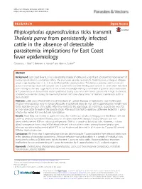Rhipicephalus Appendiculatus Ticks Transmit Theileria Parva From