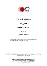 Technical Note TN 156 What Is CAN? Version 1.0
