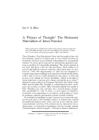 A 'Physics of Thought': the Modernist Materialism of James Huneker