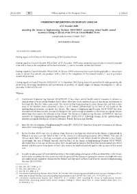 (EU) 2020/1568 of 27 October 2020 Amending the Annex to Implementing Decision 2014/709/EU Conce