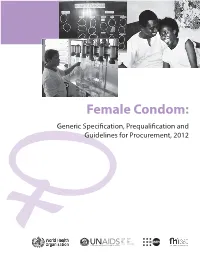 Female Condom Generic Specification, Prequalification