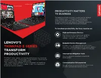 Lenovo's Thinkpad E Series Transform Productivity