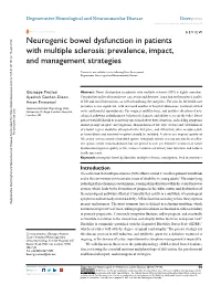 Neurogenic Bowel Dysfunction in Patients with Multiple Sclerosis Open Access to Scientific and Medical Research DOI
