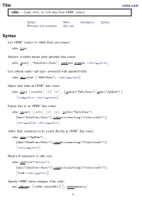 Odbc — Load, Write, Or View Data from ODBC Sources