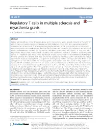 Regulatory T Cells in Multiple Sclerosis and Myasthenia Gravis K