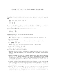 Section 9.6, the Chain Rule and the Power Rule