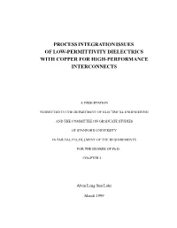 "Process Integration Issues of Low-Permittivity Dielectrics with Copper for High-Performance Interconnects", Chapter