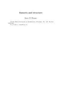 Sumsets and Structure Imre Z. Ruzsa
