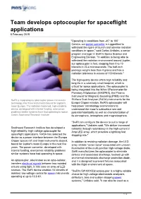 Team Develops Optocoupler for Spaceflight Applications 6 February 2019