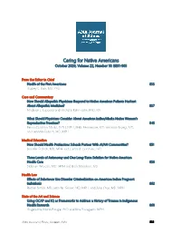 Caring for Native Americans October 2020, Volume 22, Number 10: E831-905