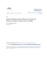 Extended Instruction in Business Courses to Enhance Student Achievement in Math Lessie Mcnabb Houseworth Walden University