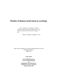 Models of Human Motivation in Sociology