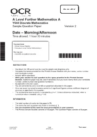 OCR a Level Further Mathematics a Y544 Discrete Mathematics Sample