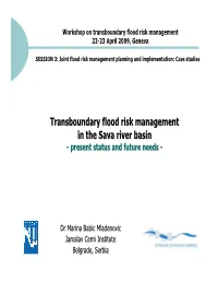 Transboundary Flood Risk Management in the Sava River Basin - Present Status and Future Needs