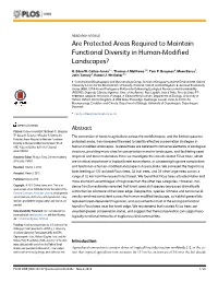 Are Protected Areas Required to Maintain Functional Diversity in Human-Modified Landscapes?