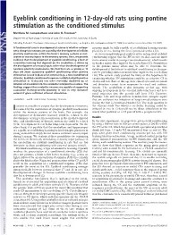 Eyeblink Conditioning in 12-Day-Old Rats Using Pontine Stimulation As the Conditioned Stimulus