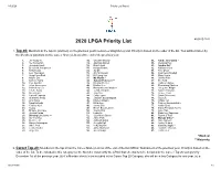 2020 LPGA Priority List AUG-05-2020