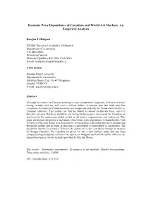 Dynamic Price Dependence of Canadian and World Art Markets: an Empirical Analysis