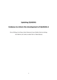 Evidence to Inform the Development of QUADAS-2