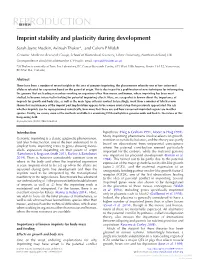 Imprint Stability and Plasticity During Development