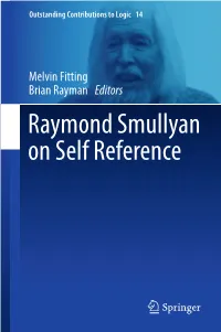 Raymond Smullyan on Self Reference Outstanding Contributions to Logic