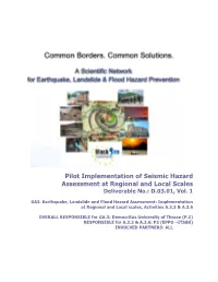 D 03.01 Vol 1 Seismic Hazard Assessment-Pilot Implementations
