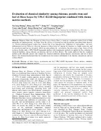 Evaluation of Chemical Similarity Among Rhizome, Pseudo Stem and Leaf of Musa Basjoo by UPLC-ELSD Fingerprint Combined with Chemo Metrics Methods