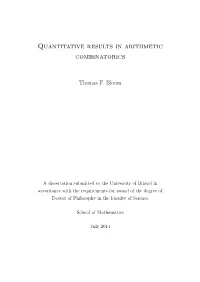 Quantitative Results in Arithmetic Combinatorics