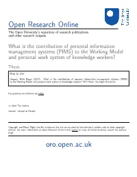 What Is the Contribution of Personal Information Management Systems (PIMS) to the Working Model and Personal Work System of Knowledge Workers?