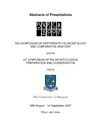 Abstracts of Presentations   