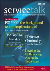 BS15000: the Background to and Implications of IT Service Continuity