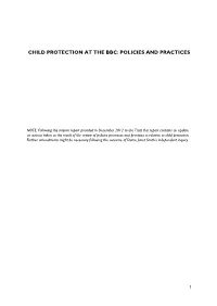 Child Protection at the Bbc: Policies and Practices