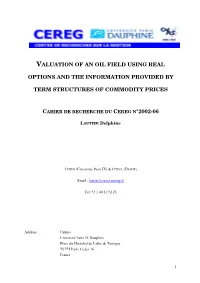 Real Options and the Information Provided by Term Structures of Commodity Prices