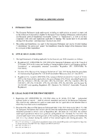 Technical Specifications I. Introduction Ii. Applicable
