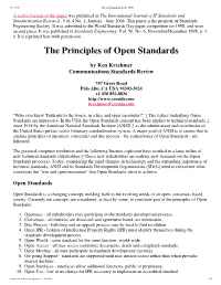 The Principles of Open Standards